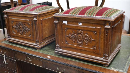 A pair of French walnut hall chests W.60cm